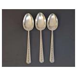 3 VINTAGE TOWLE STERLING SILVER RAMBLER ROSE PATTERN SERVING SPOONS, APPROXIMATELY 210 G TOTAL WEIGHT