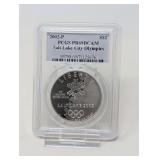 2002- P SALT LAKE CITY OLYMPICS SILVER DOLLAR COIN, PCGS GRADED PR69DCAM