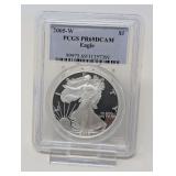 2005- W EAGLE SILVER DOLLAR COIN, PCGS GRADED PR69DCAM