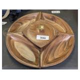 VINTAGE CALIFORNIA ORIGINAL POTTERY USA SEGMENTED CHIP AND DIP TRAY SET