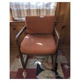 UPHOLSTERED ARMCHAIR WITH WOODEN FRAME AND TEXTURED ORANGE FABRIC - BR2