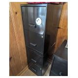 PAIR OF STACKED TWO-DRAWER BLACK METAL FILING CABINETS - BR2