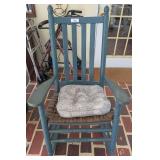 PAINTED WOODEN ROCKING CHAIR WITH WOVEN SEAT