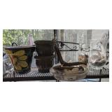 PLANTERS, SEASHELLS, AND MORE ON TOP SHELF MARKED 1246