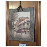 SIGNED NEW ORLEANS ART ON LATE 18TH CENTURY ROOFING SLATE - BR2