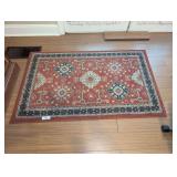 TRADITIONAL MEDALLION PATTERN AREA RUG WITH RUST AND CHARCOAL BORDER - LIVING