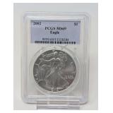 2002 EAGLE SILVER DOLLAR COIN, PCGS GRADED MS69
