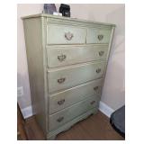 VINTAGE GREEN PAINTED FIVE DRAWER CHEST - DINE