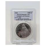 2000 ICELAND LEIF ERIKSON SILVER 1,000 KRONUR COIN, PCGS GRADED PR69DCAM