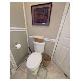 ALL ITEMS ON LEFT SIDE OF BATHROOM MARKED 1167 INCLUDING WICKER BASKETS, QUILTED SEA TURTLE ART, CLEAR TAYLOR BATHROOM SCALES, AND MORE