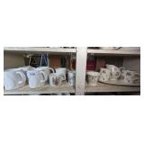 ALL CHINA AND MUGS ON SHELF MARKED 3036 INCLUDING PFALTZGRAFF AND COLONY CRAFTS LA TULIPE MADE IN PORTUGAL
