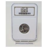 1957 WASHINGTON SILVER QUARTER DOLLAR COIN, NGC GRADED MS65