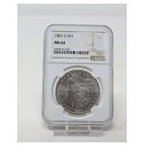 1883- O MORGAN SILVER DOLLAR COIN, NGC GRADED MS64