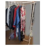 VINTAGE LAUNDRY CART AND HANGING APPAREL - BR1