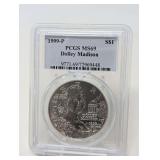 1999- P DOLLEY MADISON SILVER DOLLAR COIN, PCGS GRADED MS69