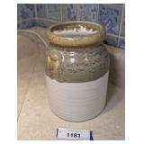 DRIP GLAZED WIDE MOUTH POTTERY JAR
