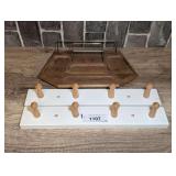PAIR OF WALL MOUNT COAT HANGER RACKS AND VINTAGE VALET / DESK ORGANIZER - BR1