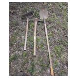 DOUBLE END PIC, HAND WEEDER TOOL, AND SHOVEL