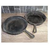 PAIR OF VINTAGE CAST IRON FRY PANS