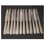 12 VINTAGE TOWLE STERLING SILVER HANDLE STAINLESS BLADE RAMBLER ROSE PATTERN KNIVES