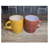 PAIR OF MID-CENTURY PASTEL FIRE KING MUGS