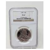 1959- P FRANKLIN SILVER HALF DOLLAR COIN, AT NGC GRADED PF67
