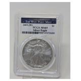 2009- W EAGLE SILVER DOLLAR COIN, PCGS GRADED MS69