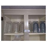 ALL VINTAGE TUMBLERS IN UPPER CABINET SHELF MARKED 1173