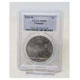 1994- W VIETNAM SILVER DOLLAR COIN, PCGS GRADED MS69