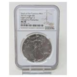 2021- W EAGLE SILVER DOLLAR COIN, NGC GRADED MS70