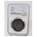 1888 MORGAN SILVER DOLLAR COIN, NGC GRADED VF30