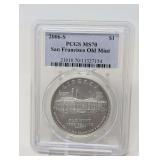 2006- S SAN FRANCISCO OLD MINT SILVER DOLLAR COIN, PCGS GRADED MS70