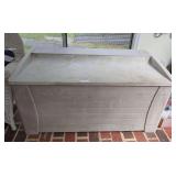 SUNCAST LARGE RESIN OUTDOOR STORAGE DECK BOX AND CONTENTS INSIDE ONLY