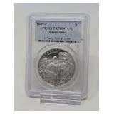 2007- P JAMESTOWN SILVER DOLLAR COIN, PCGS GRADED PR70DCAM