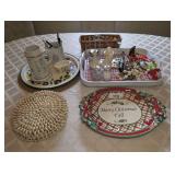 ALL ITEMS ON DINING TABLE INCLUDING FITZ AND FLOYD MERRY CHRISTMAS Y