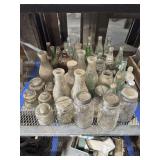 LARGE COLLECTION OF VINTAGE GLASS BOTTLES, INSULATORS, AND JARS
