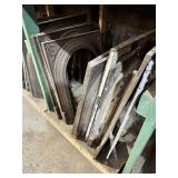 LARGE LOT OF CAST IRON ANTIQUE FIREBOX SURROUNDS - 8 TOTAL SURROUNDS