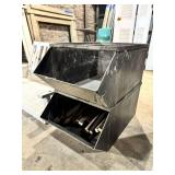 PAIR OF ANTIQUE STACKABLE METAL INDUSTRIAL BINS - 24'X'15'11' EACH