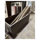 DOVETAILED WOODEN CRATE FILLED WITH WOODEN LATHE