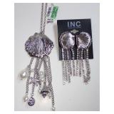 New Department Store Shell Pearl Charm Necklace and Earring Set