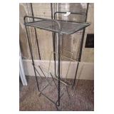 Vintage Metal Side Table with Integrated Magazine Rack