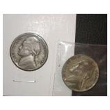 (2) 1943 JEFFERSON NICKELS