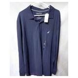New Nautica Men's Long Sleeve Classic Fit Polo Navy Blue Size XXL