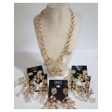 New Department Store Gold-Tone Seashell Charm Necklace and Earrings