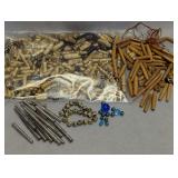 Assorted Craft Beads Lot Including Bone, Wood, Metal, and Glass