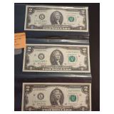 (3) 2017A SEQUENTIAL SERIES $2 BANKNOTES