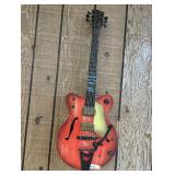 Red Metal Hollow Body Guitar Replica Decorative Model