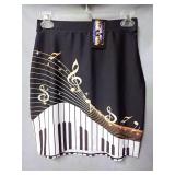 New Womens Black and White Piano Keys and Music Notes Pattern Skirt Size Small
