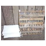 Rustic Inspirational Wooden Wall Sign and White Embroidered Crib Bumber Pads