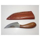 Custom Fixed Blade Skinner Knife with Wooden Handle and Leather Sheath